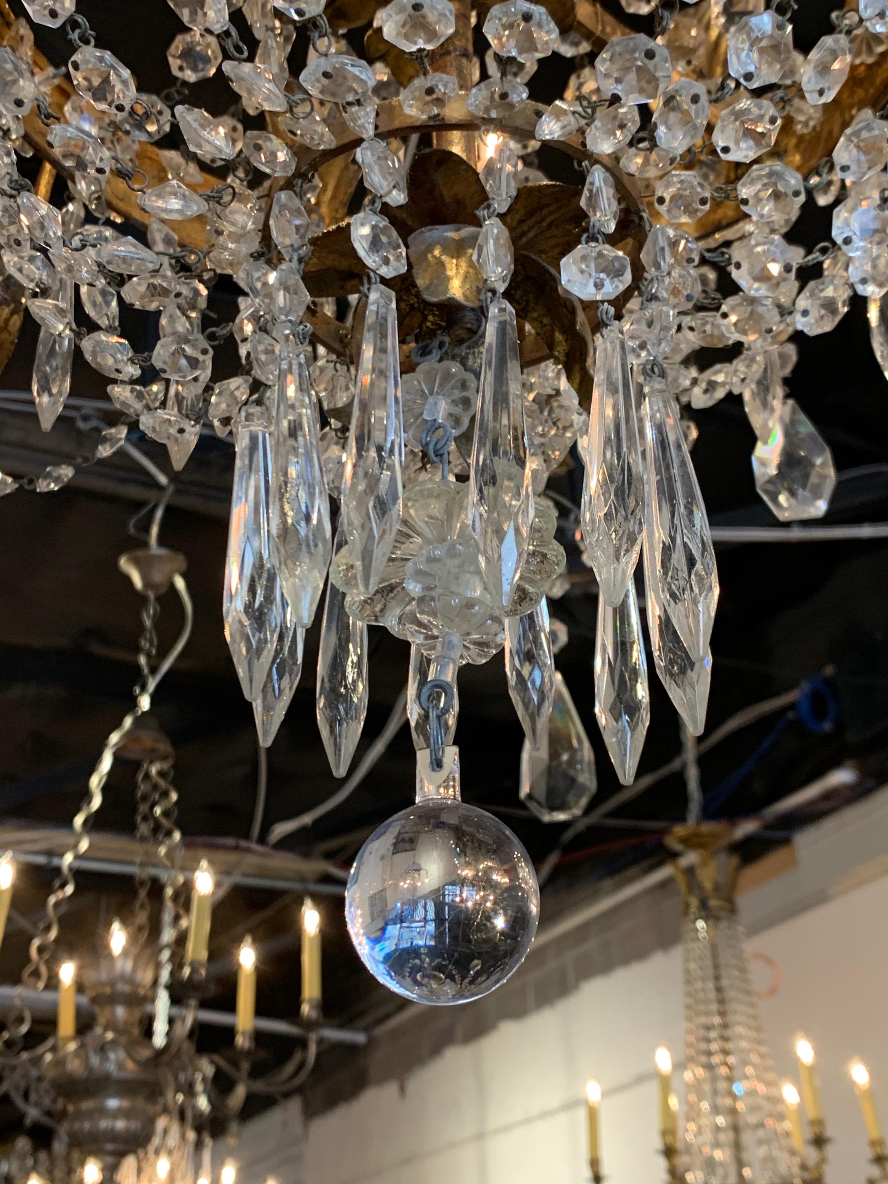 Late 19th Century Italian Empire Style Crystal Chandelier with 6 Lights 2