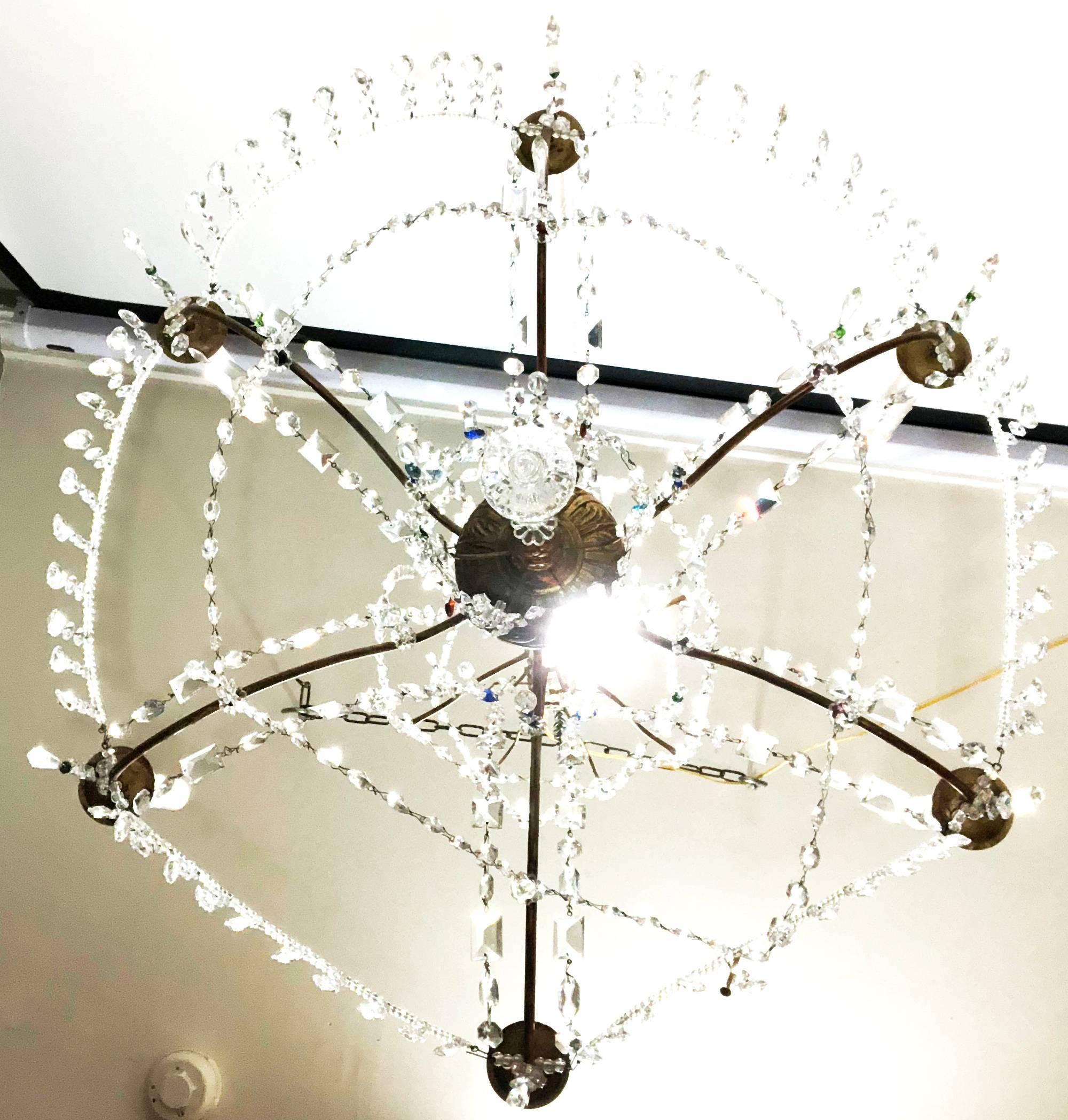 Late 19th Century Italian Genoese Giltwood and Crystal Chandelier 3