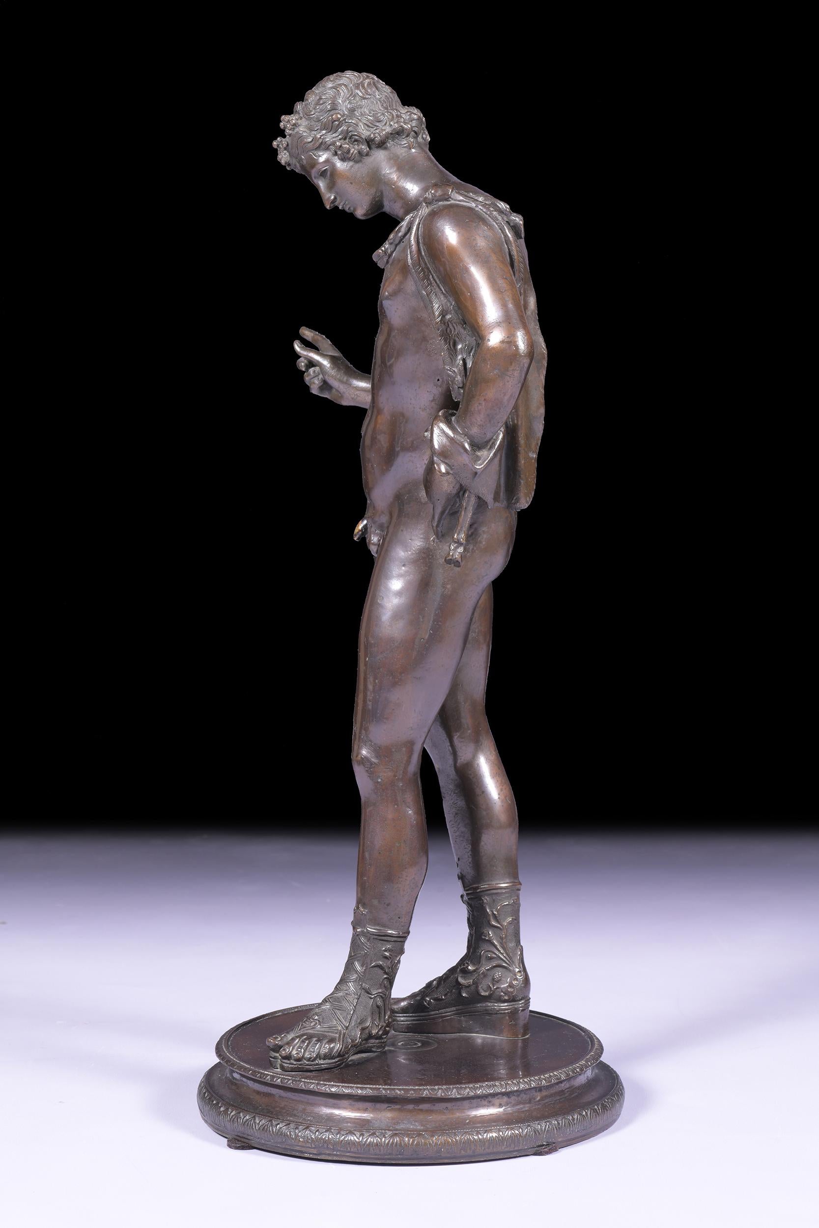 Late 19th Century Italian Grand Tour Bronze Figure of Narcissus In Good Condition For Sale In Dublin, IE