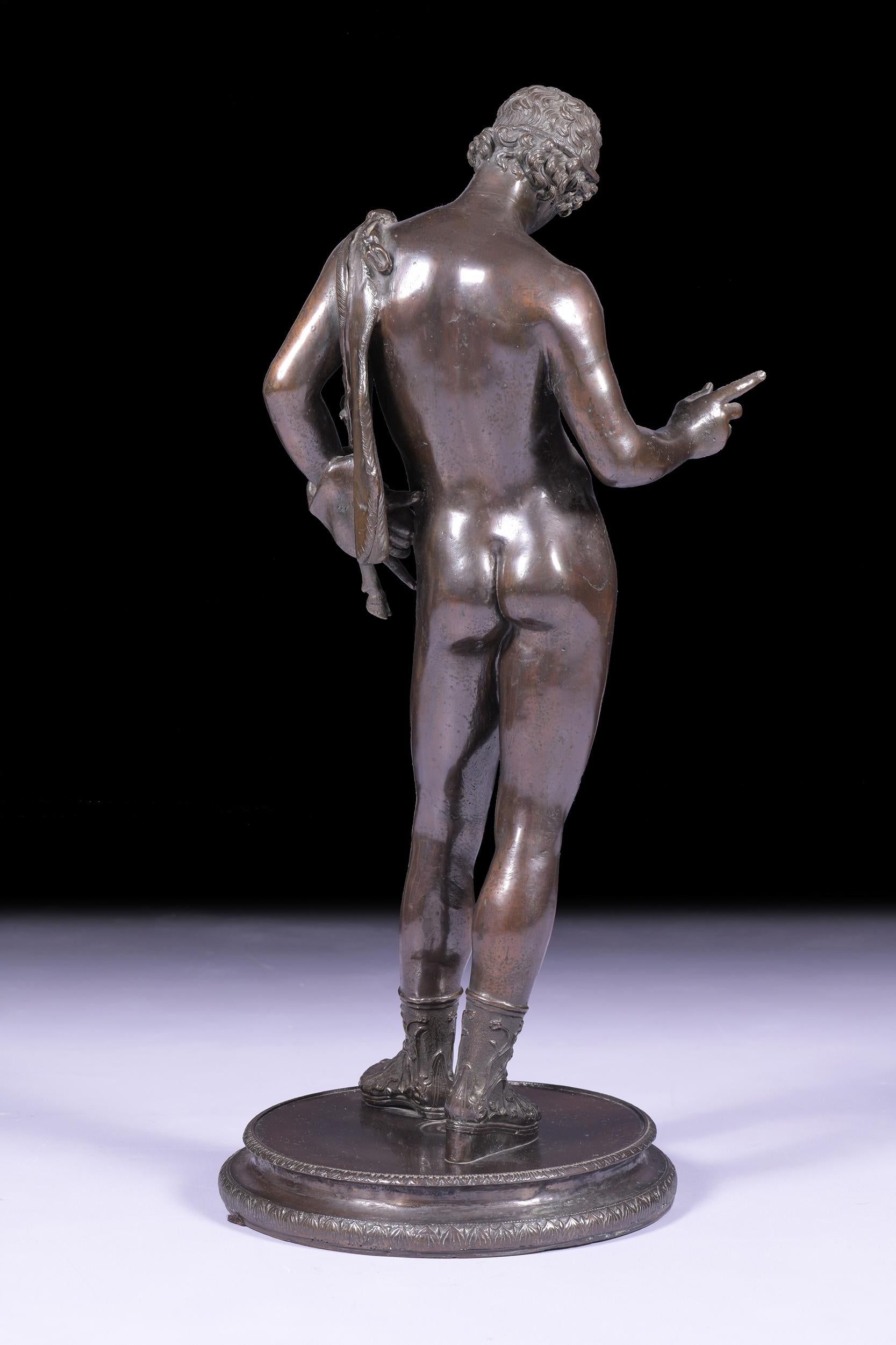 Late 19th Century Italian Grand Tour Bronze Figure of Narcissus For Sale 1