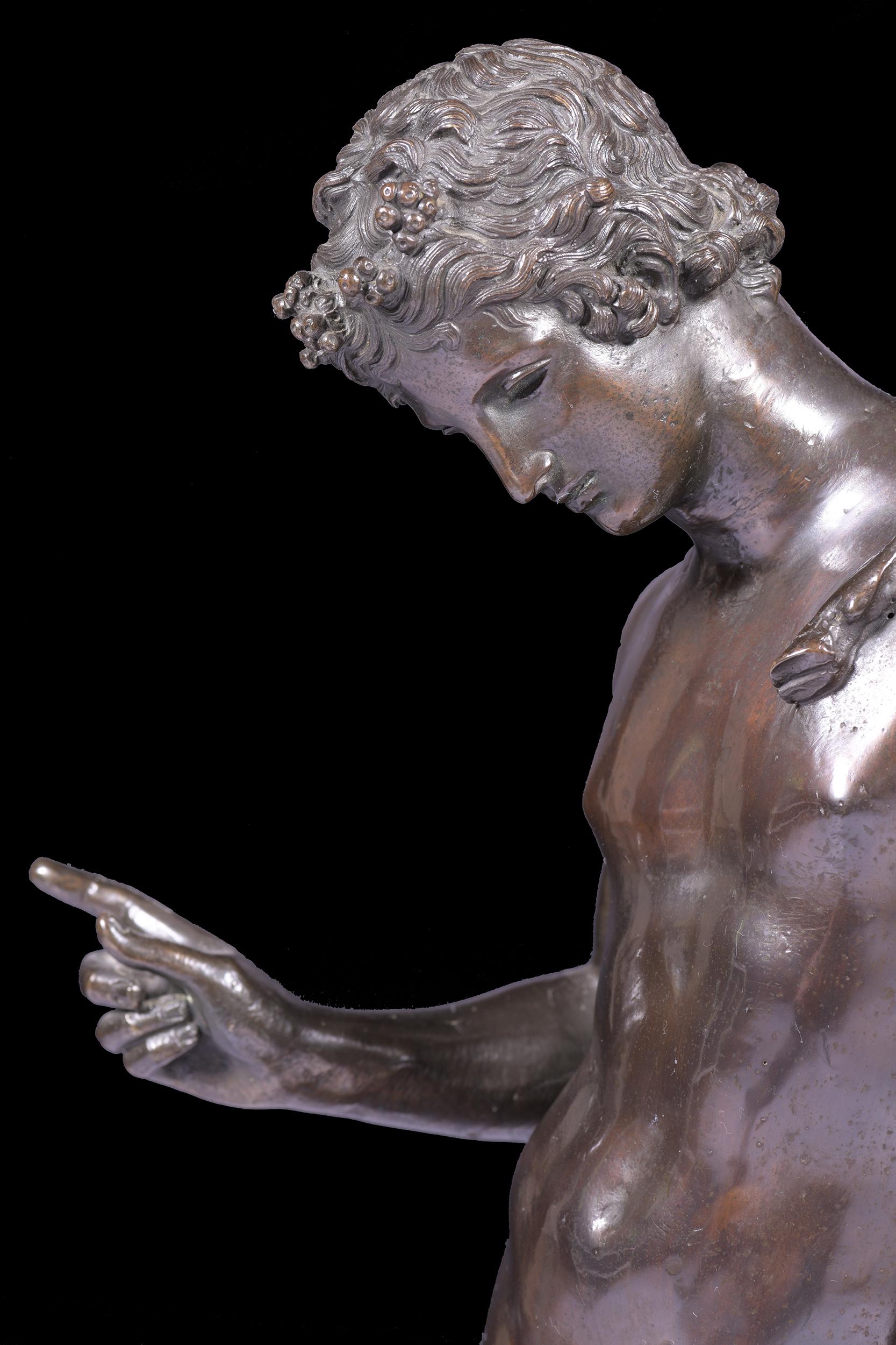 Late 19th Century Italian Grand Tour Bronze Figure of Narcissus For Sale 3