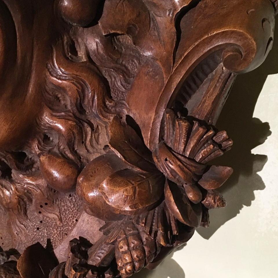 Late 19th Century Italian Hand Carved Walnut Shelf Depicting a Capricious Satyr For Sale 7
