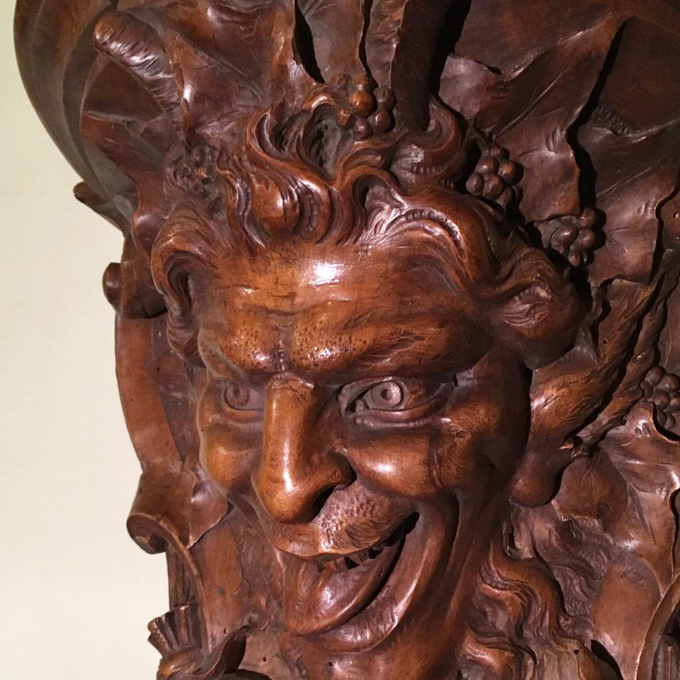 Late 19th Century Italian Hand Carved Walnut Shelf Depicting a Capricious Satyr For Sale 5