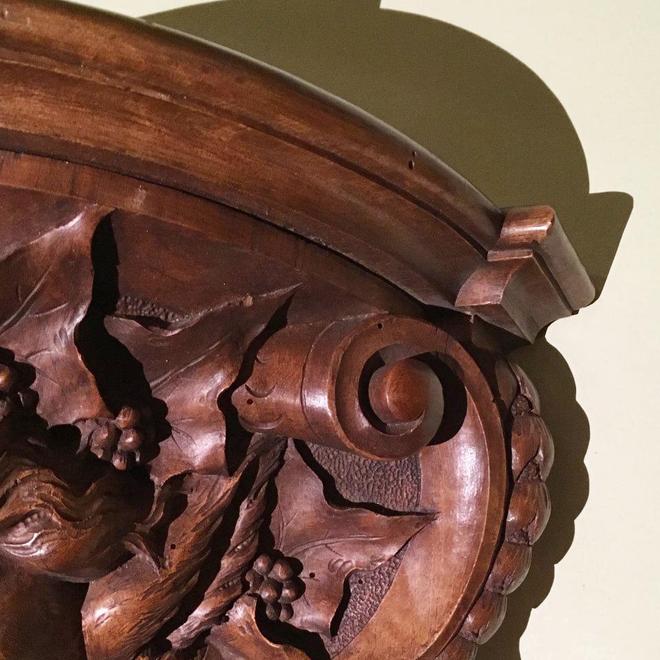 Late 19th Century Italian Hand Carved Walnut Shelf Depicting a Capricious Satyr For Sale 6