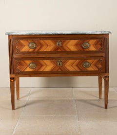 Late 19th Century Italian Inlaid Marble Top Commode