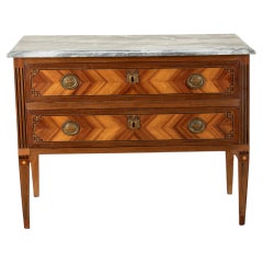Late 19th Century Italian Inlaid Marble Top Commode