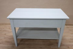 Late 19th Century Italian Kitchen Work Table in Blue Lacquered Fir Wood