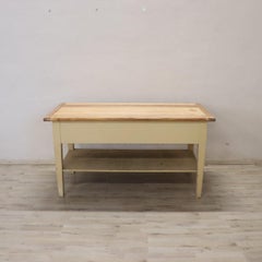 Late 19th Century Italian Kitchen Work Table in Lacquered Poplar Wood