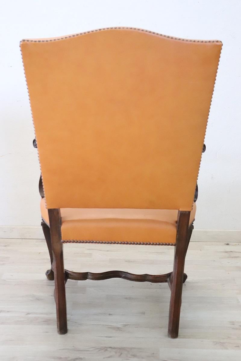 Late 19th Century Italian Louis XIV Style Antique Armchair In Good Condition For Sale In Casale Monferrato, IT