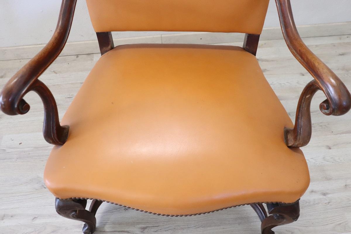 Late 19th Century Italian Louis XIV Style Antique Armchair For Sale 3