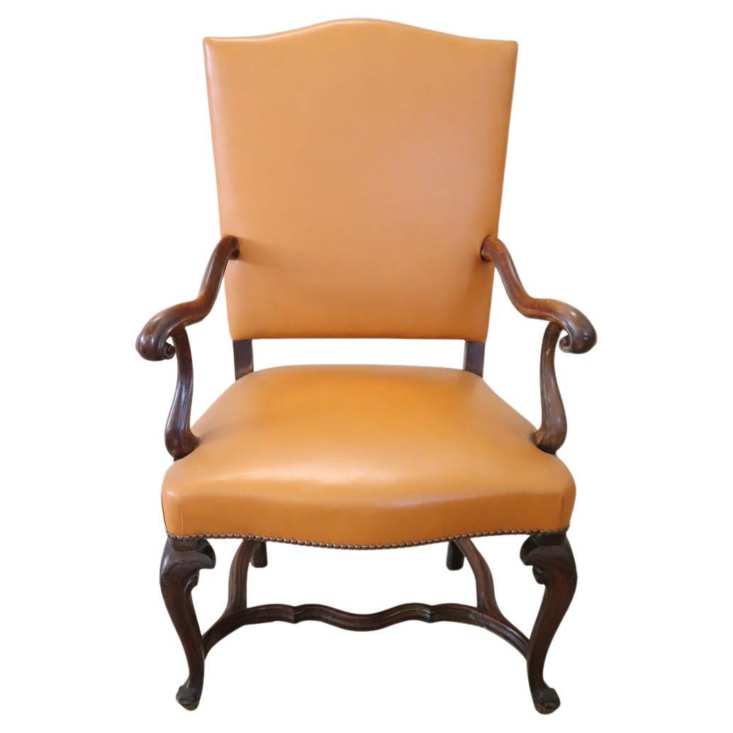 Late 19th Century Italian Louis XIV Style Antique Armchair For Sale