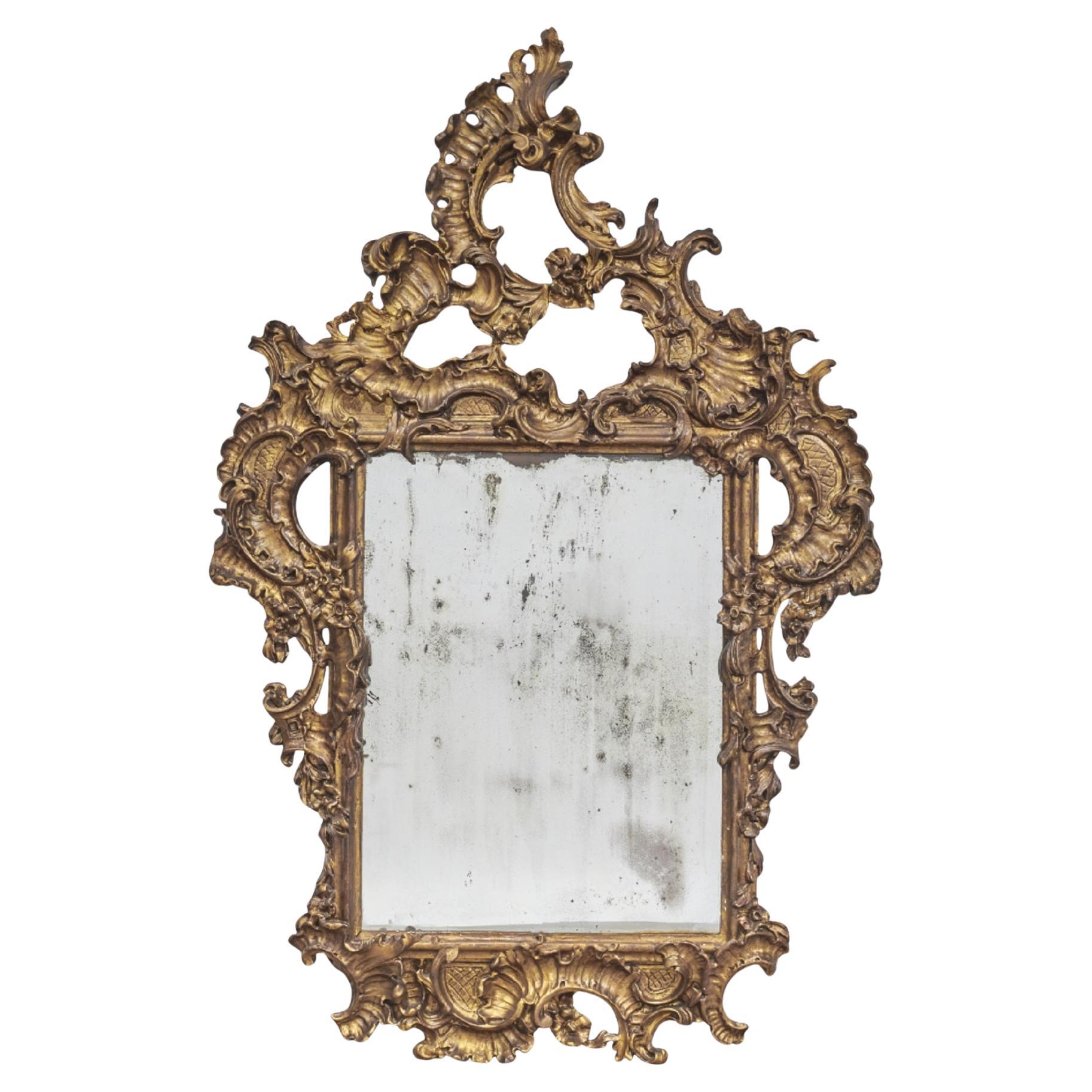 Late 19th Century Italian Louis XV Style Antique Wall Mirror