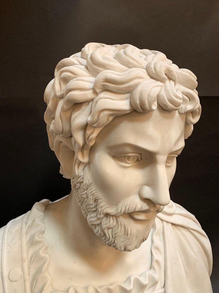 Late 19th Century Italian Marble Bust of an Emperor In Good Condition For Sale In Los Angeles, CA