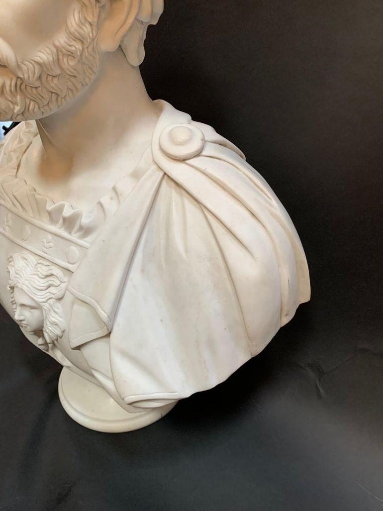 Carrara Marble Late 19th Century Italian Marble Bust of an Emperor For Sale