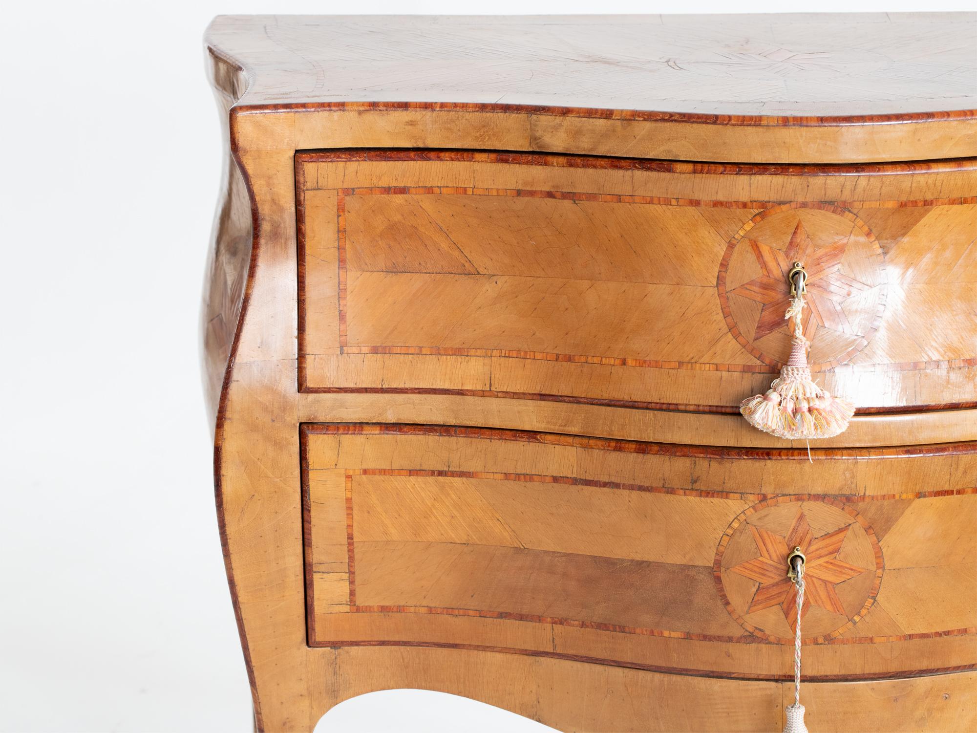 Late 19th Century Italian Marquetry Bombe Commode 1