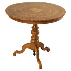 Late 19th Century Italian Marquetry Gueridon or Pedestal Table, St. George Inlay