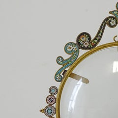 Late 19th Century Italian Micro Mosaic Round Brass Picture Frame