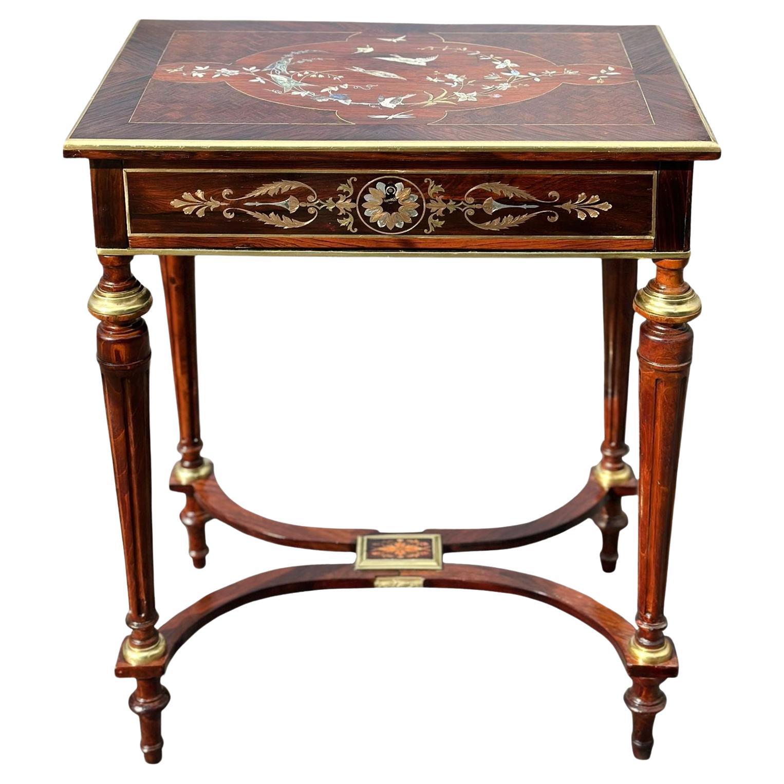 Late 19th Century Italian Mother of Pearl Inlay Occasional Table