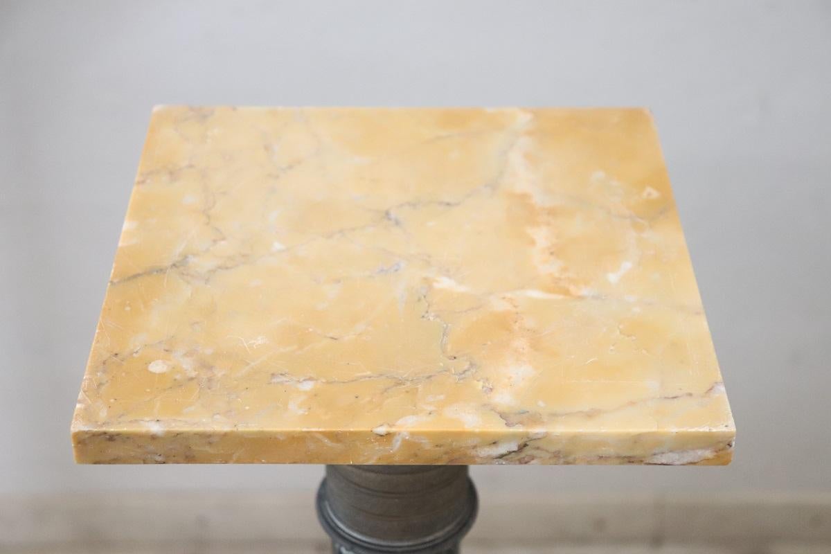 Late 19th Century Italian Napoleon III Antique Column in Green and Yellow Marble In Good Condition For Sale In Casale Monferrato, IT