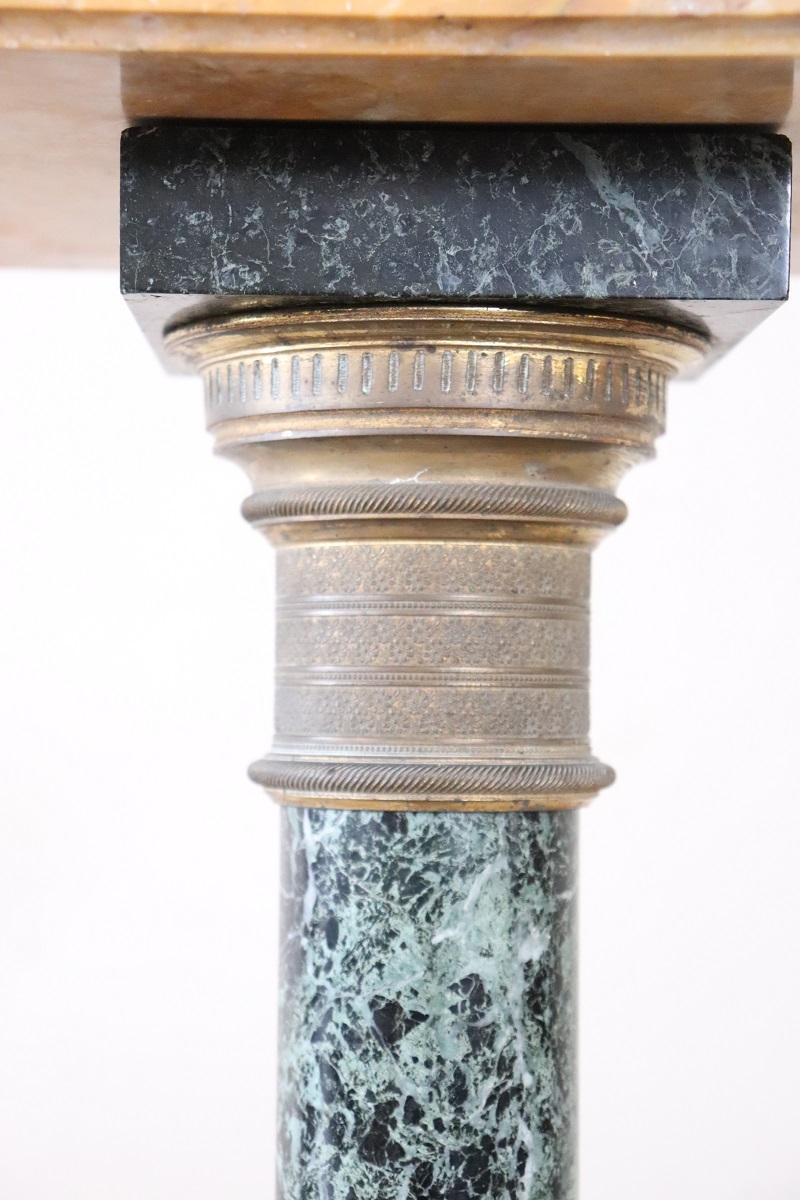 Late 19th Century Italian Napoleon III Antique Column in Green and Yellow Marble For Sale 1