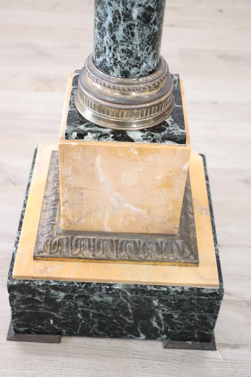 Late 19th Century Italian Napoleon III Antique Column in Green and Yellow Marble For Sale 2