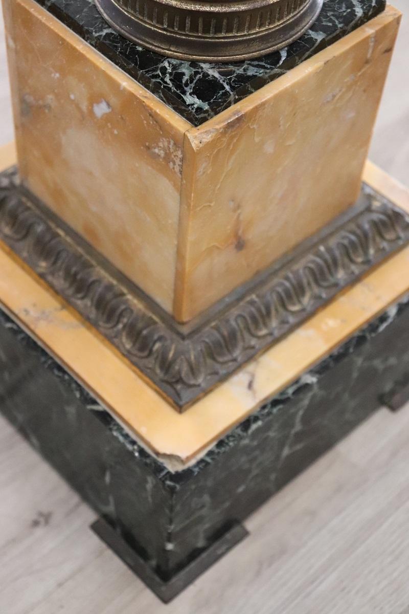 Late 19th Century Italian Napoleon III Antique Column in Green and Yellow Marble For Sale 5