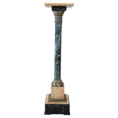 Late 19th Century Italian Napoleon III Antique Column in Green and Yellow Marble