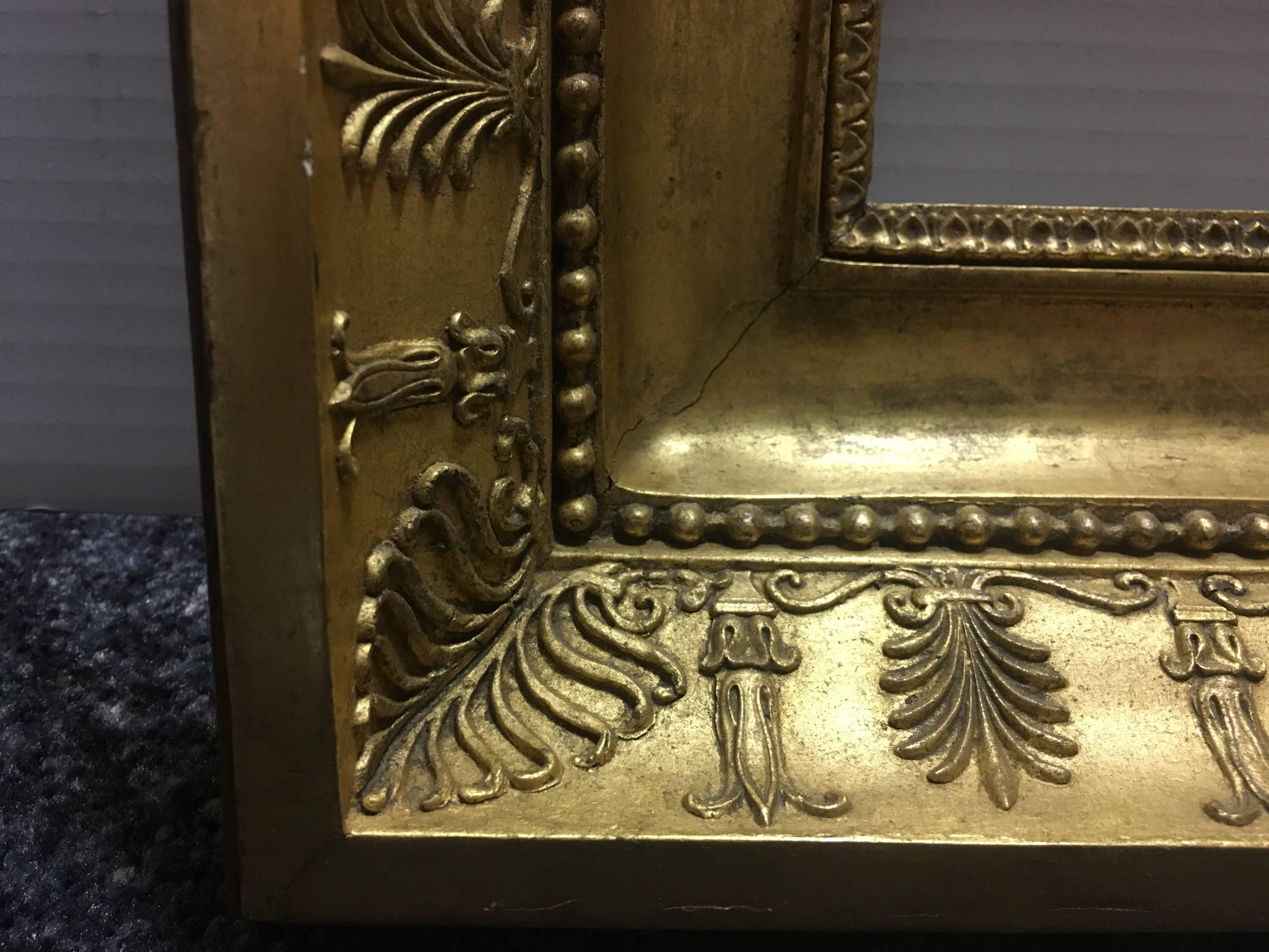 Carved Late 19th Century Italian Neoclassical Wood Frame with Gold Leaf Cover For Sale