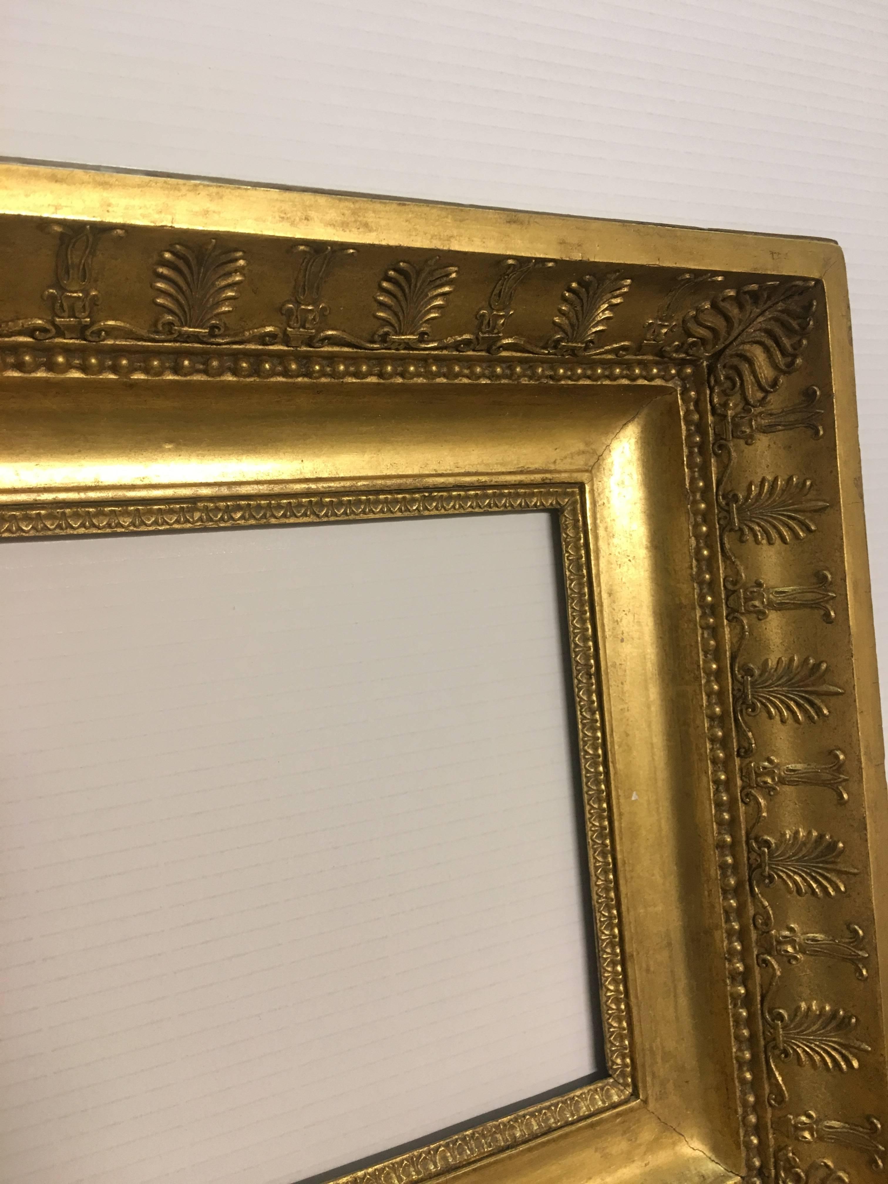 Late 19th Century Italian Neoclassical Wood Frame with Gold Leaf Cover For Sale 2