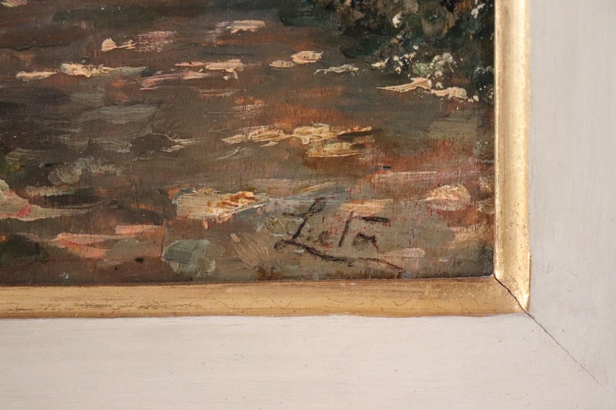 A olio Pittura a olio su tavola della fine del XIX secolo, Sentiero nel Wood, firmata in vendita