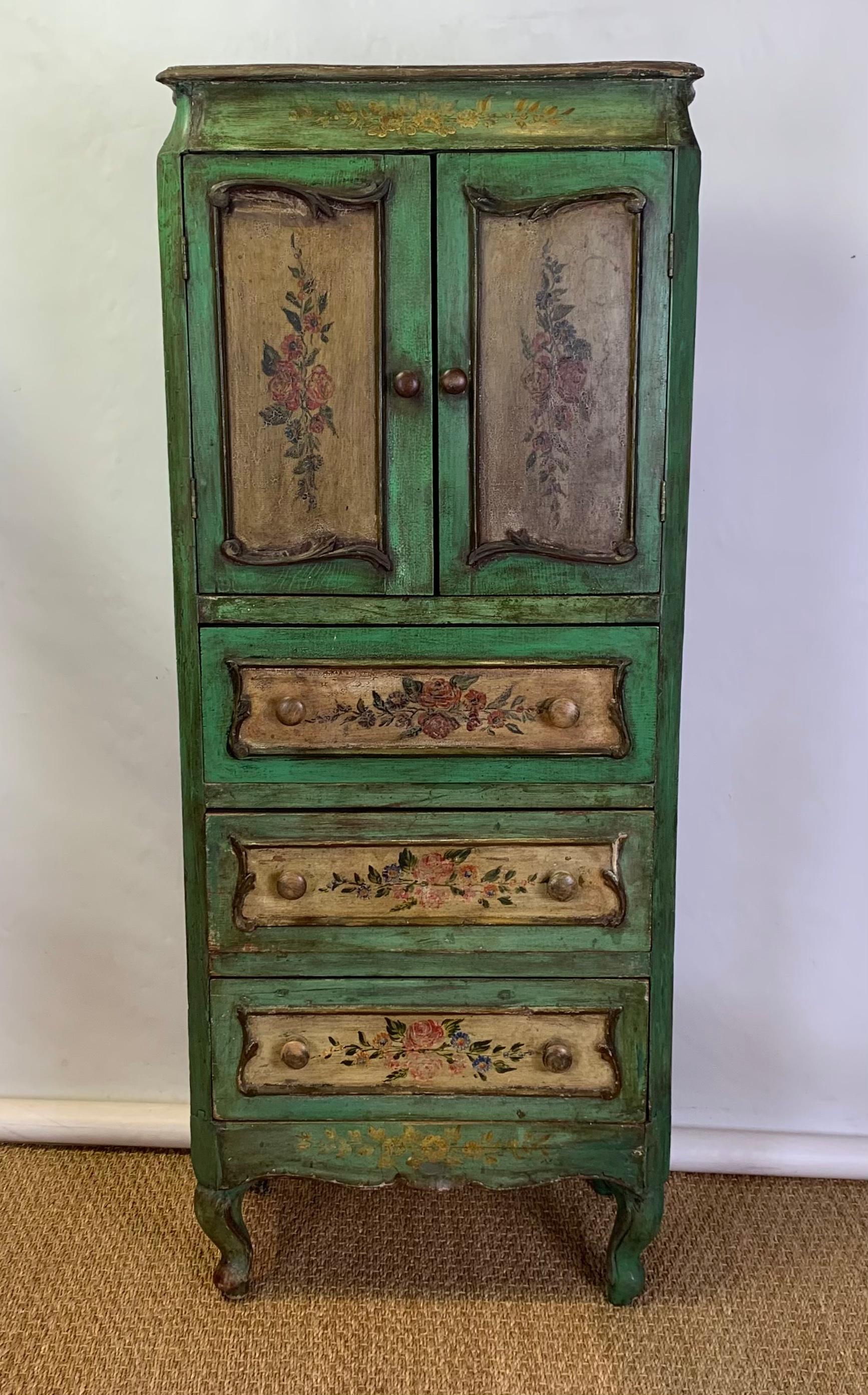 Hand-Crafted Late 19th Century Italian Paint Decorated Semanier