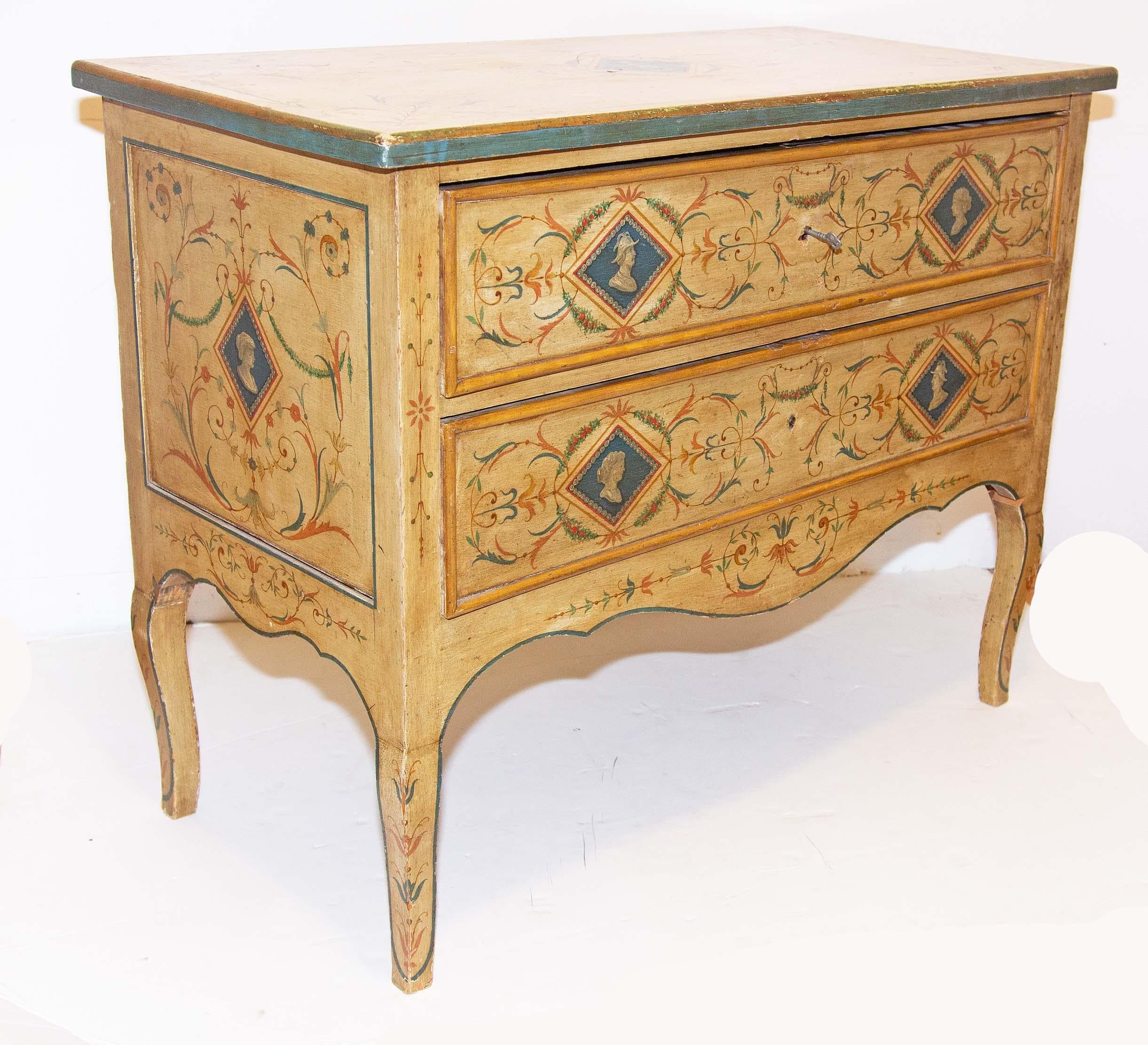 Wood Late 19th Century Italian Painted Commode