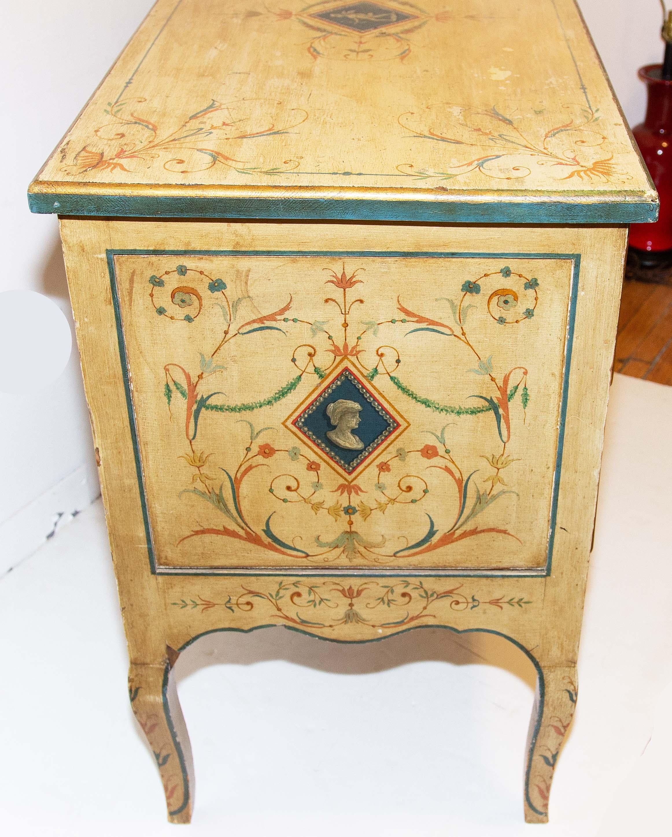 Wood Late 19th Century Italian Painted Commode For Sale