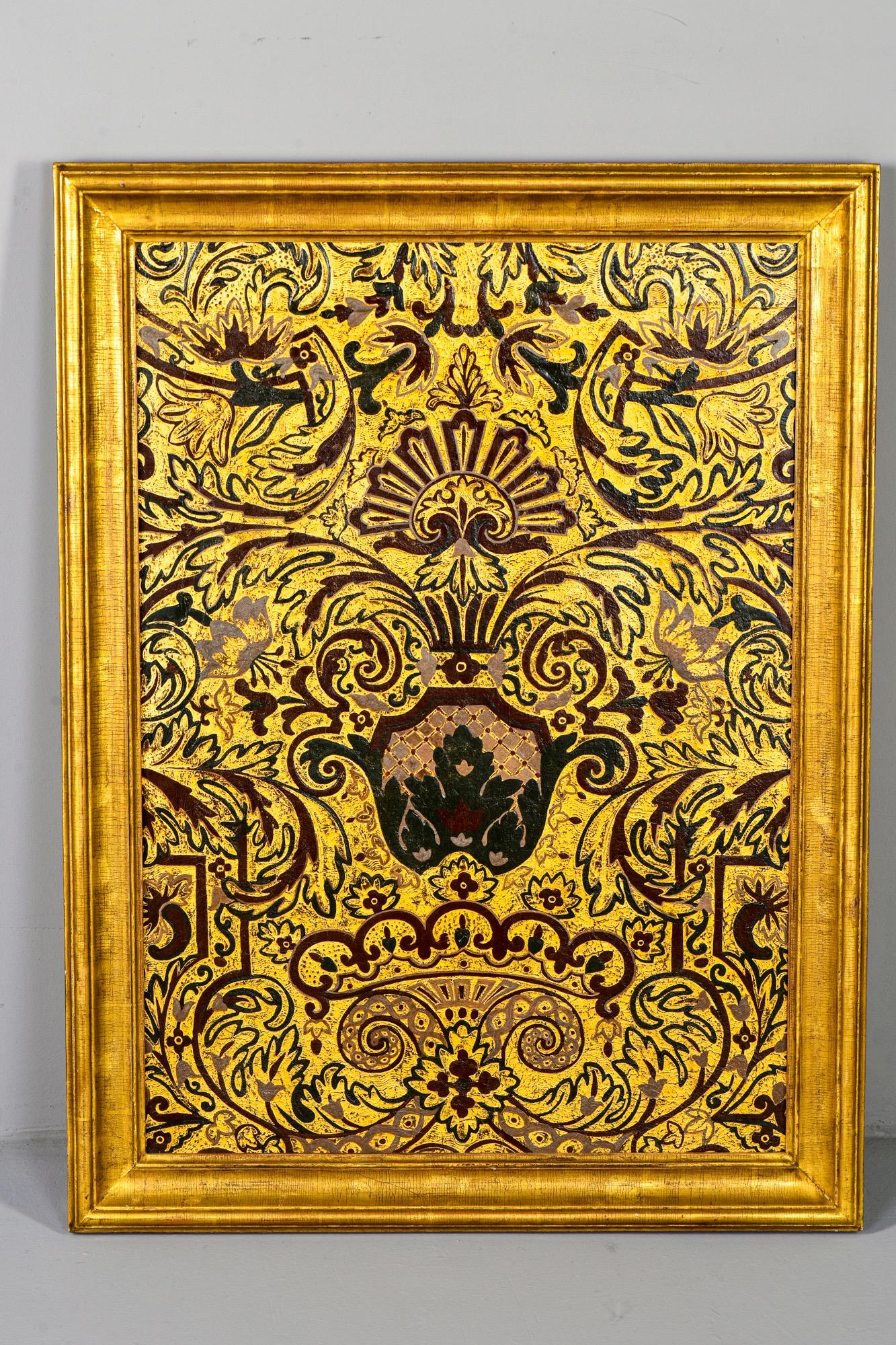 Late 19th Century Italian Painted Leather Panel 2