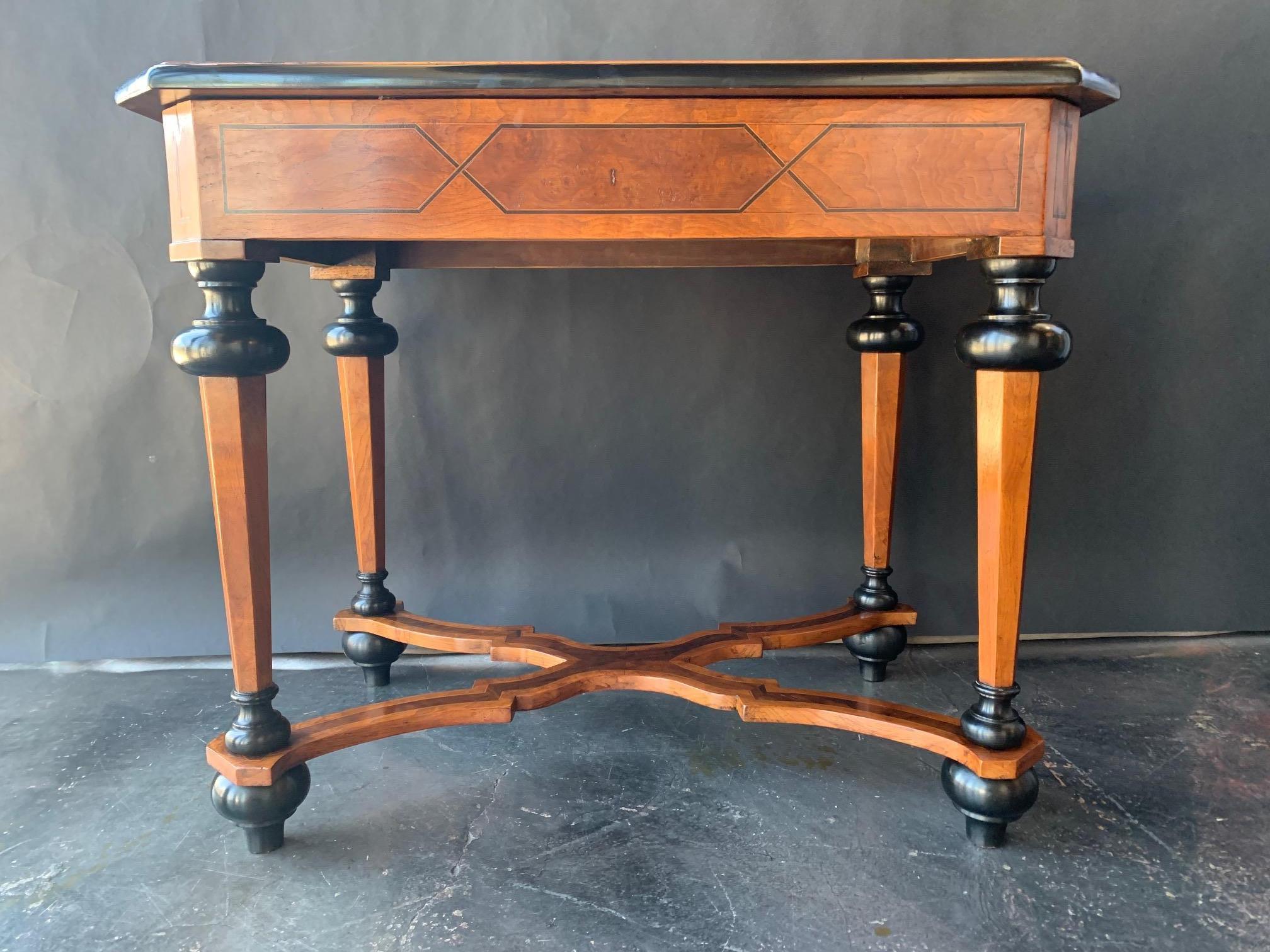 Late 19th century Italian parquetry table, newly refinished, Italy.