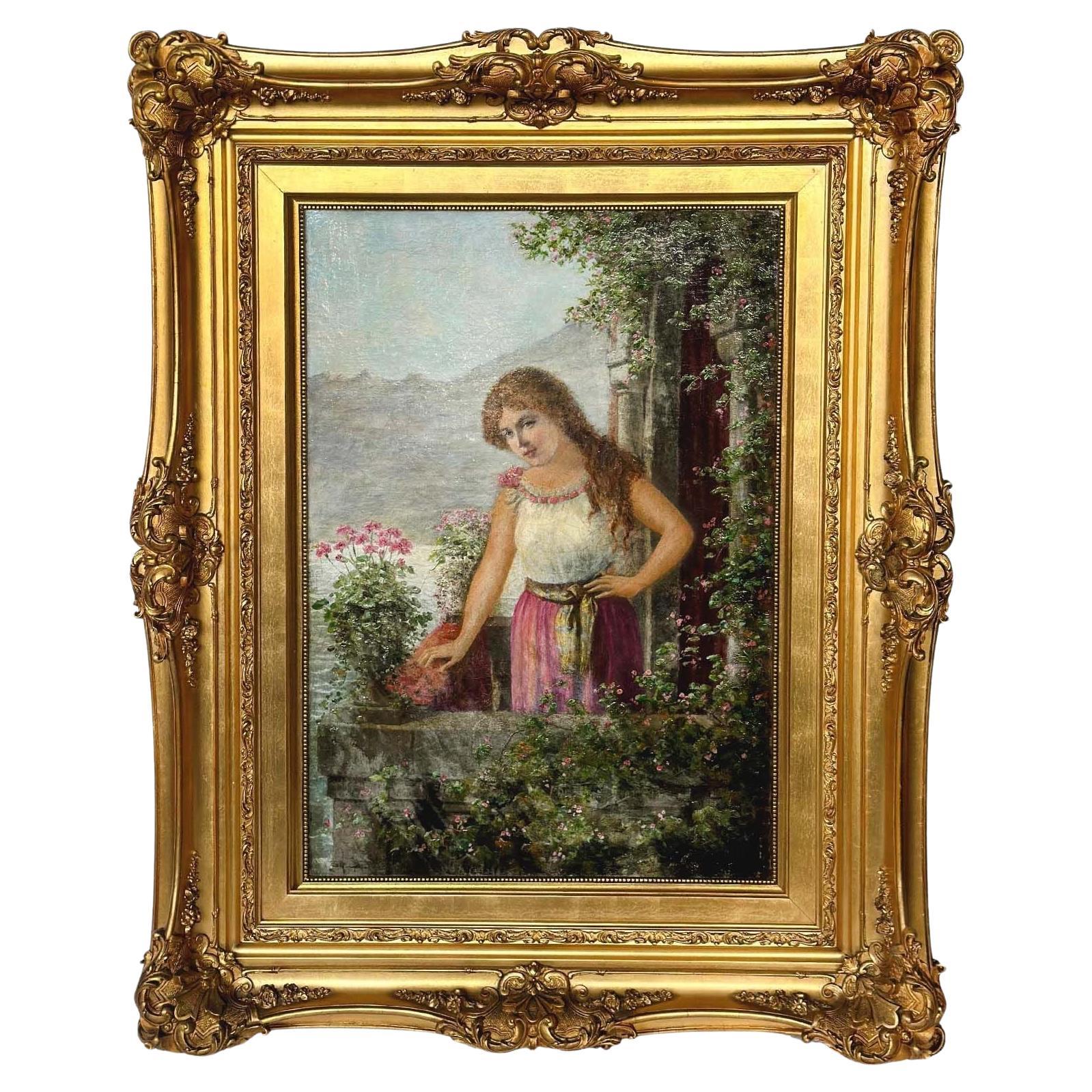 Late 19th Century Italian Portrait of Young Lady For Sale