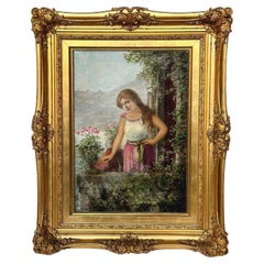 Used Late 19th Century Italian Portrait of Young Lady