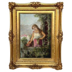 Retrato italiano de dama joven de finales del siglo XIX