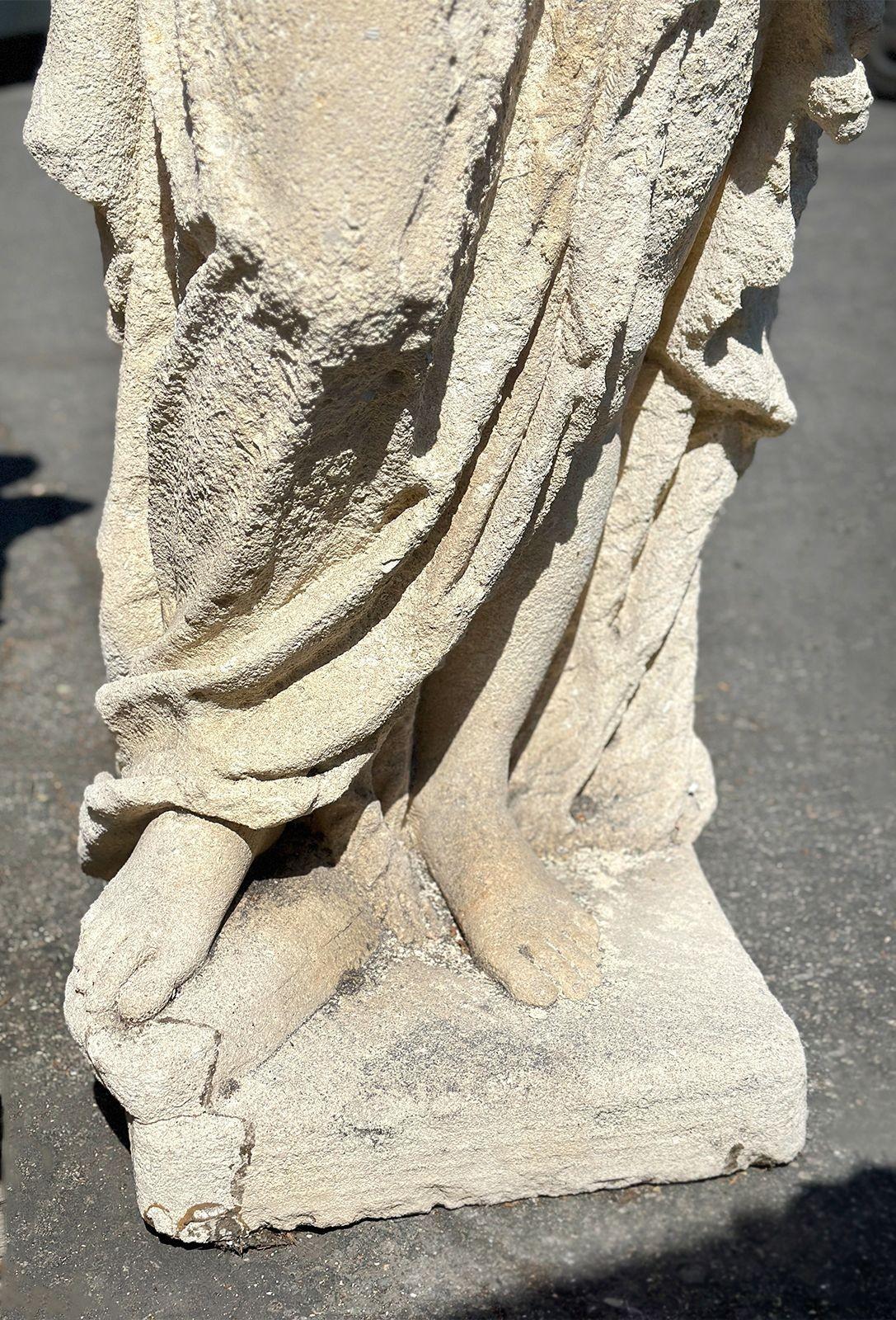 Late 19th Century Italian Poured Stone Statue of a Robed Woman 3