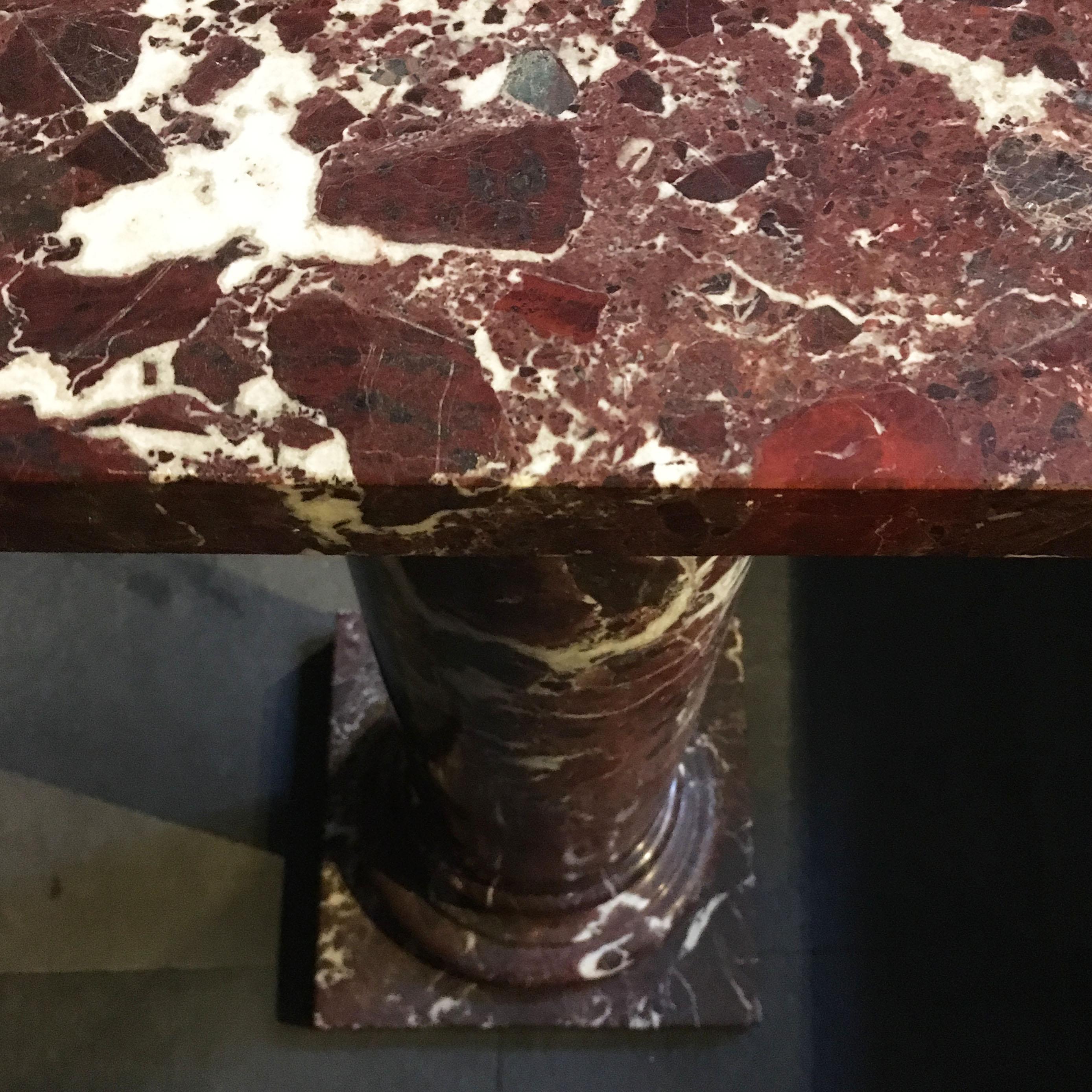 Late 19th Century Italian Red Marble Column with Square Plinth and Top Plate For Sale 1