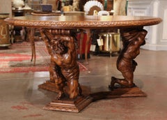 Late 19th Century Italian Renaissance Carved Walnut Round Centre Table