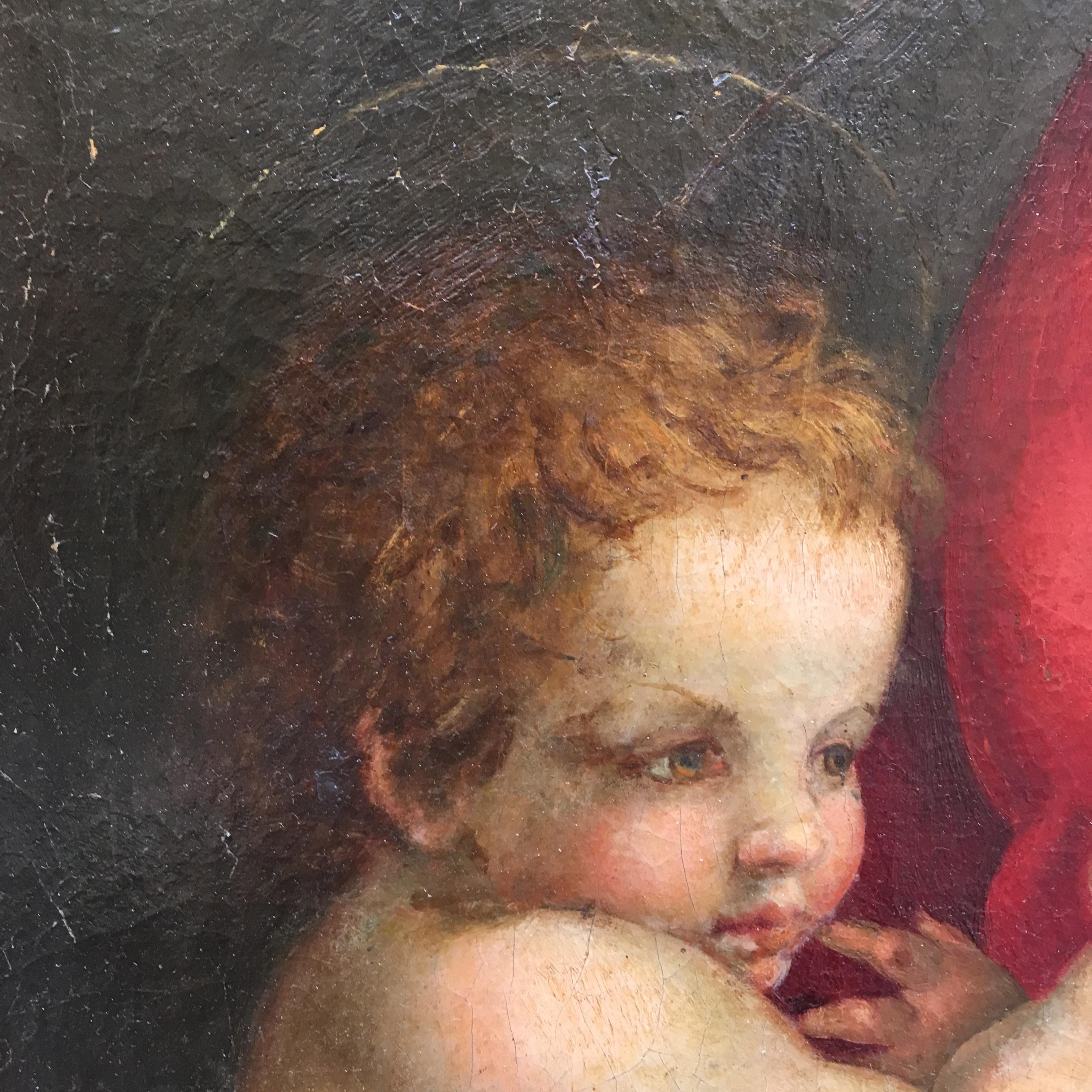 Late 19th Century Italian Renaissance Oil on Canvas Painting 