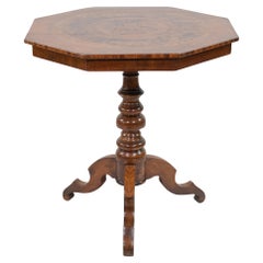 Antique Late 19th Century Italian Renaissance Revival Octagonal Burl Walnut Table