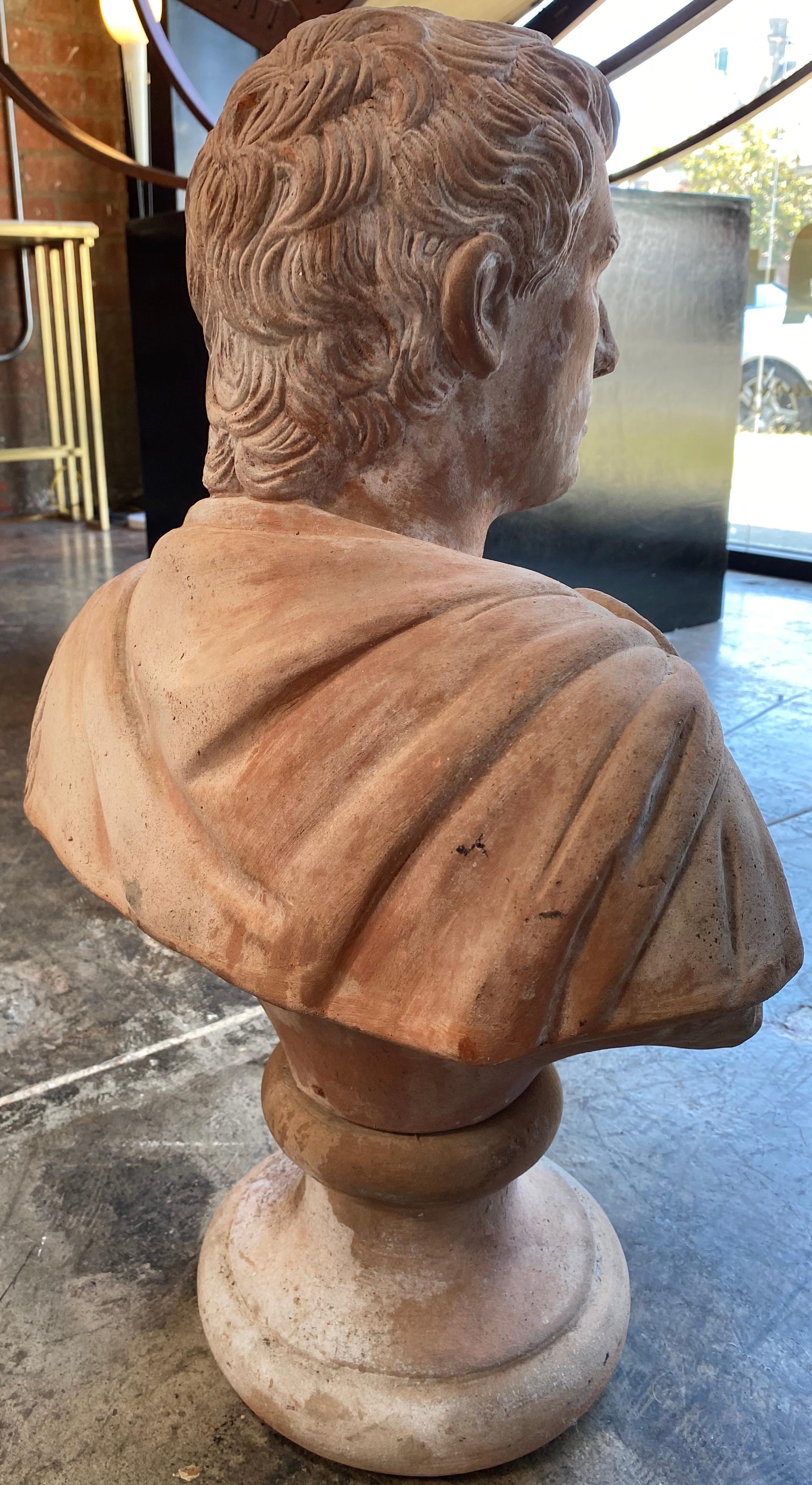 Late 19th Century Italian Renaissance Style Terracotta Caesar Augustus Bust 1