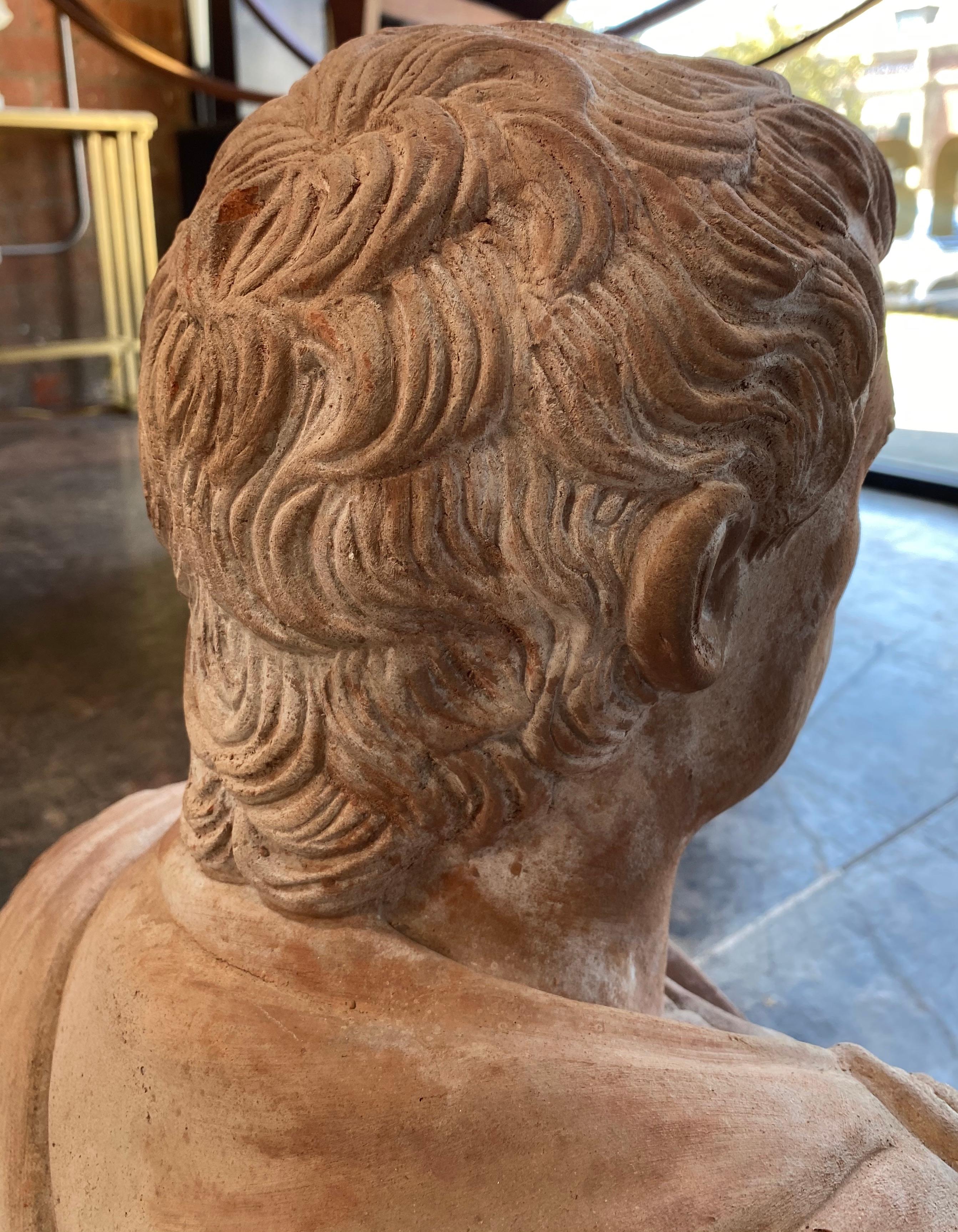Late 19th Century Italian Renaissance Style Terracotta Caesar Augustus Bust 2