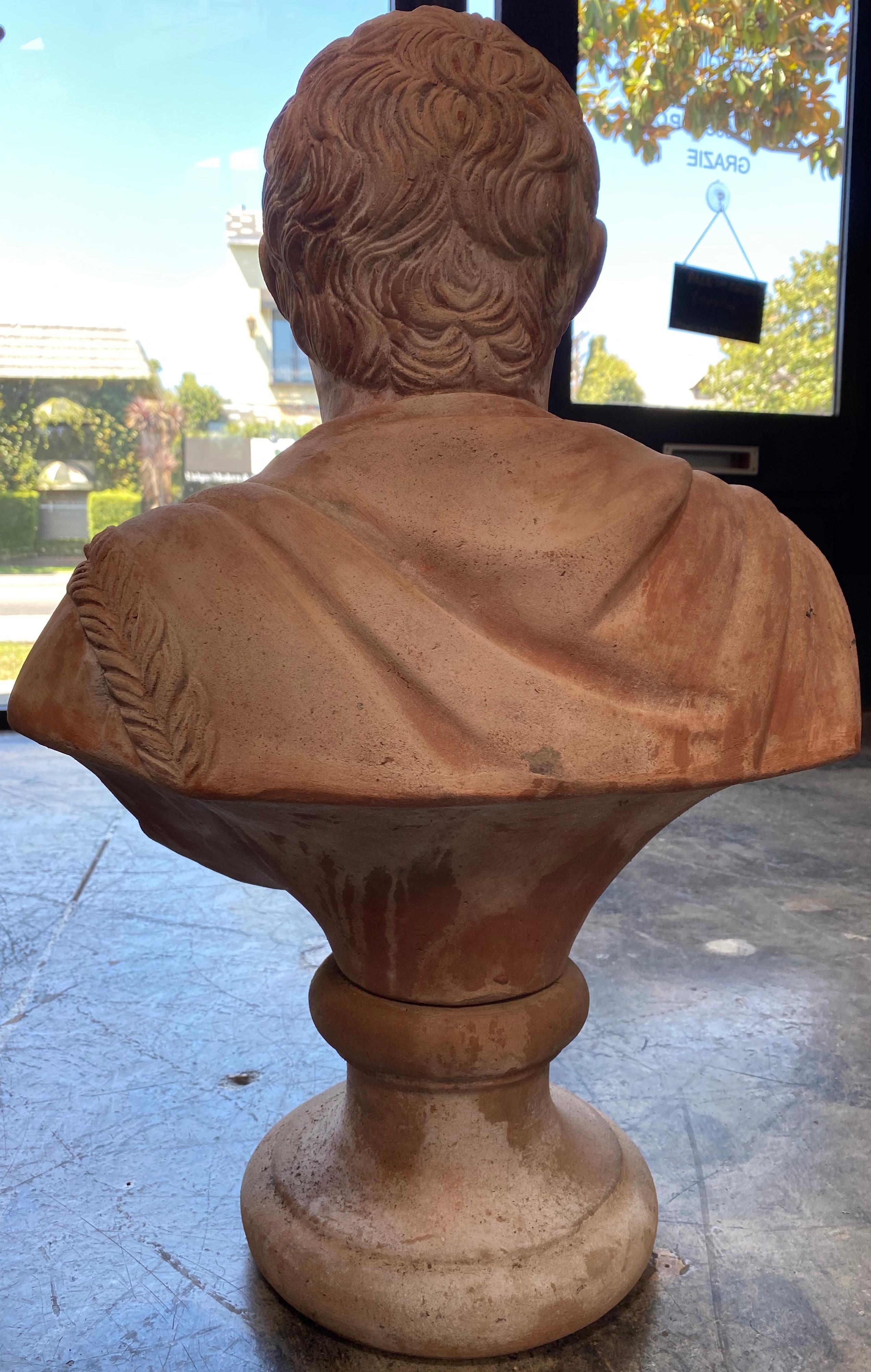 Late 19th Century Italian Renaissance Style Terracotta Caesar Augustus Bust 3