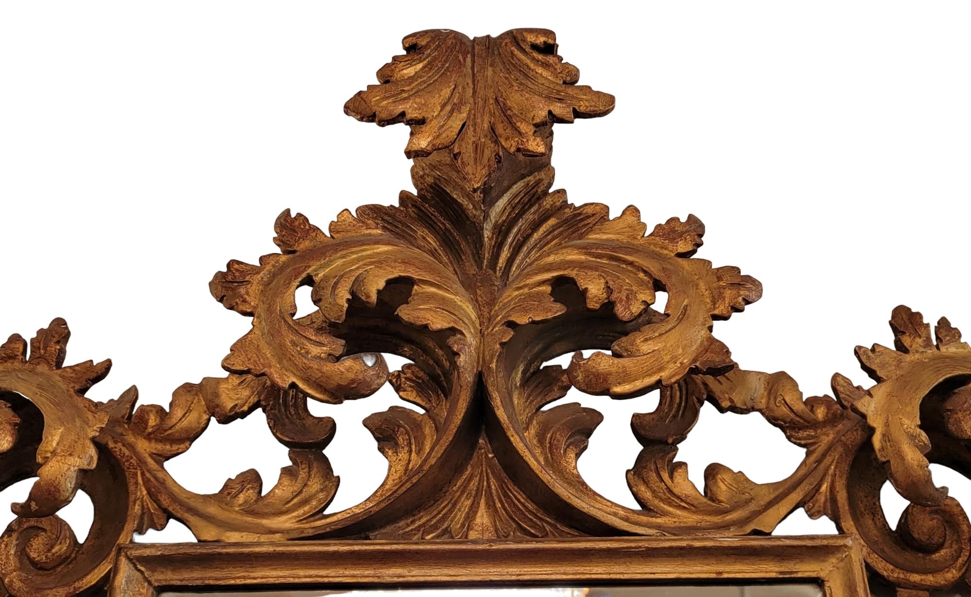 American Late 19th Century Italian Rococco Hand Carved Wall Mirror