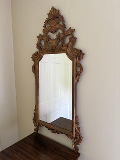 Specchio in legno dorato rococò della fine del XIX secolo con patina originale