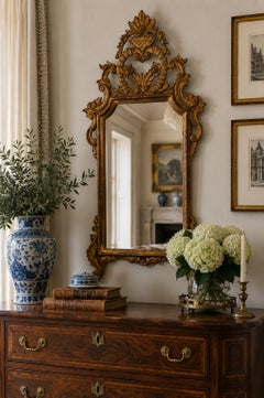 Late 19th Century Italian Rococo Giltwood Mirror With Original Patina