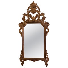 Specchio in legno dorato rococò della fine del XIX secolo con patina originale